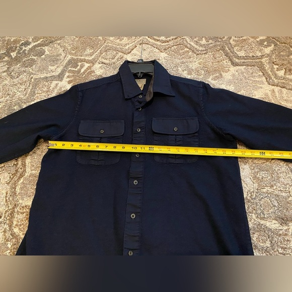 L.L. Bean Shirt Mens Large Navy Blue 100% Wool Long Sleeve Pockets Vintage - Picture 8 of 8